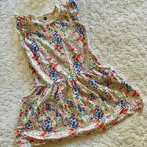 Tea Collection Multicolor Floral Flutter Sleeve Cotton Kids Dress